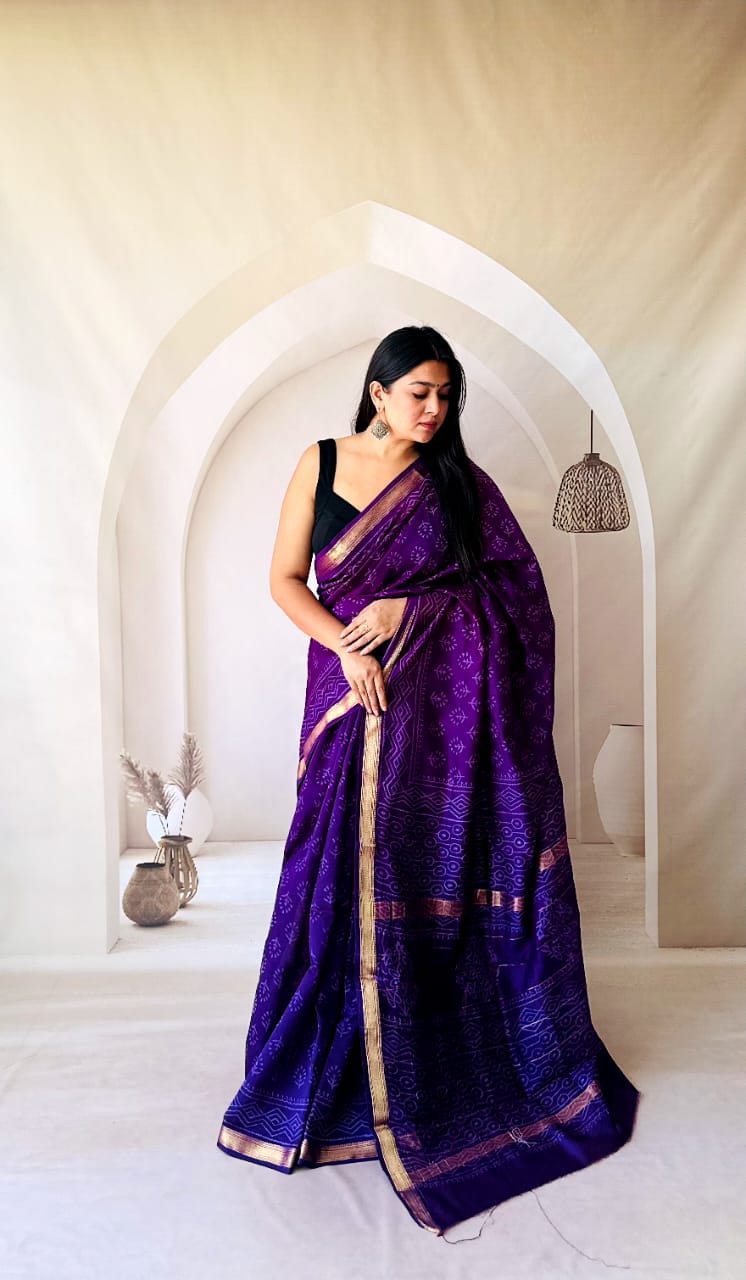 Handloom Maheshwari Saree Soft Fabric