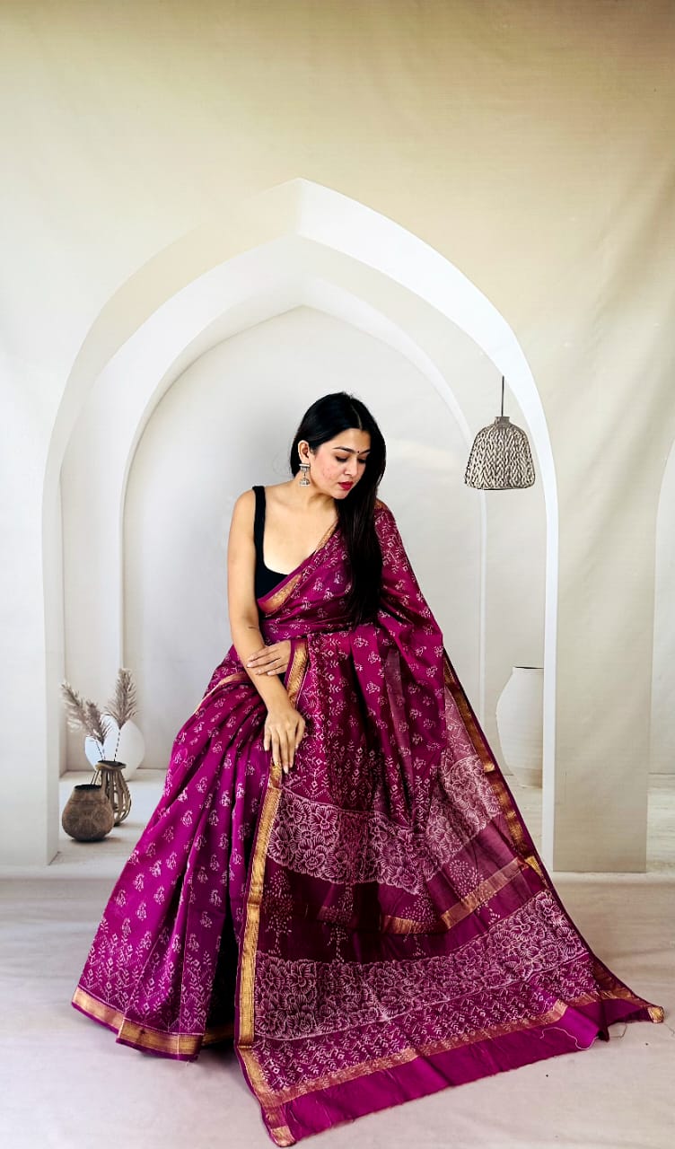 Pure Cotton Silk Maheshwari Saree