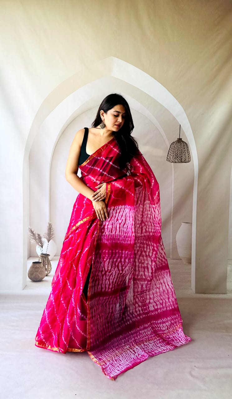 Traditional Kota Doria Saree with Handcrafted Design