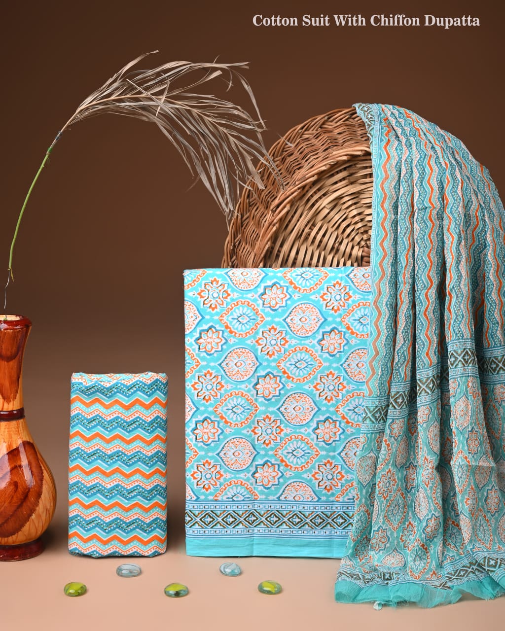 Premium Hand Block Printed Cotton Dress Fabric