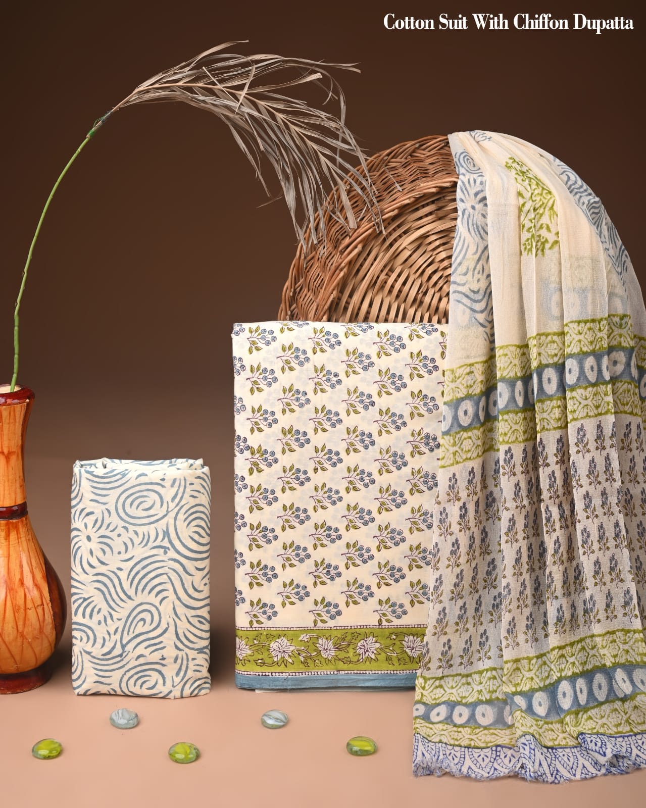 Classic Ethnic Cotton Suit with Chiffon Dupatta