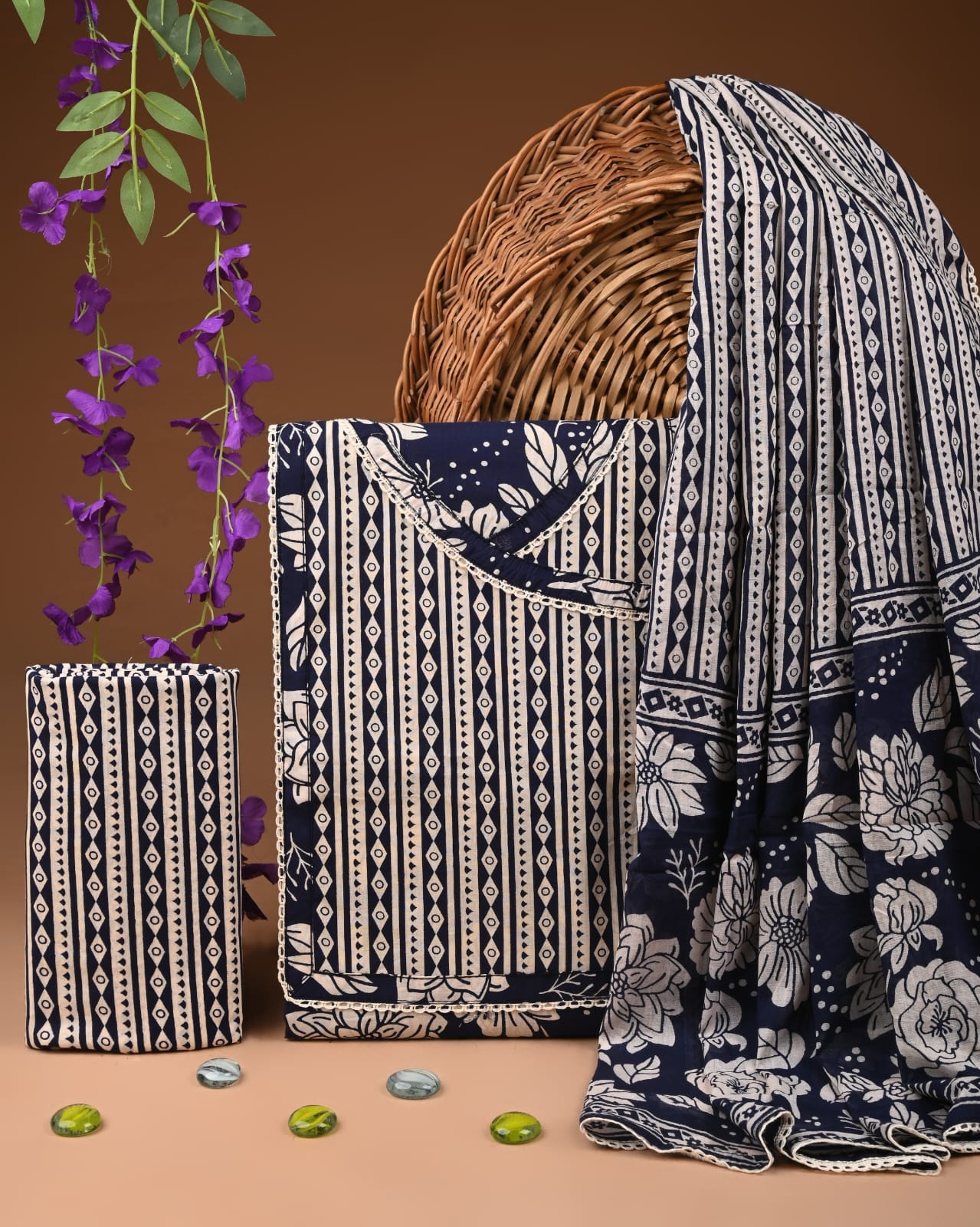 Soft Cotton Suit Set with Royal Gota Work