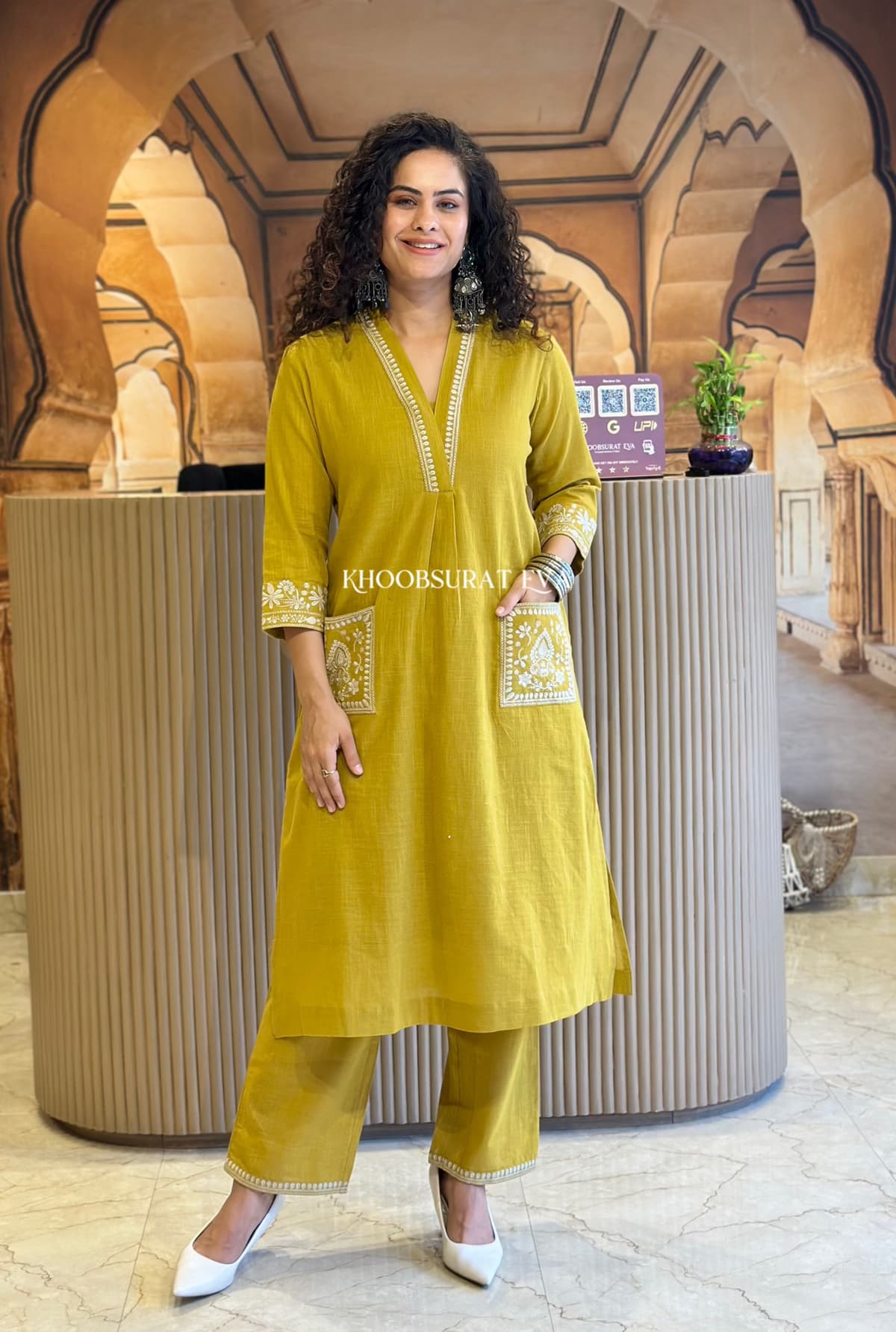 Festive Special Cotton Slub Kurti Pant Set