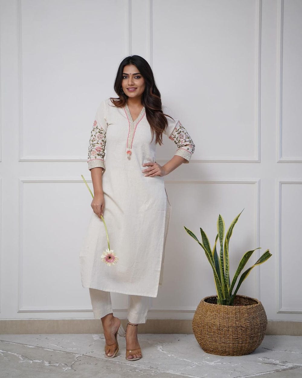 Pure White Cotton Kurti Pant