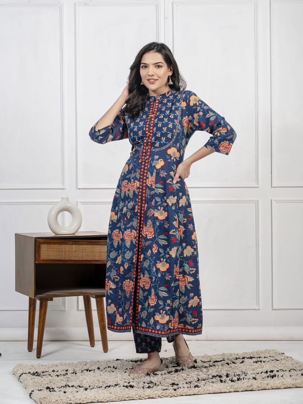 Pure Cotton Kurti Pant With Mirror Work