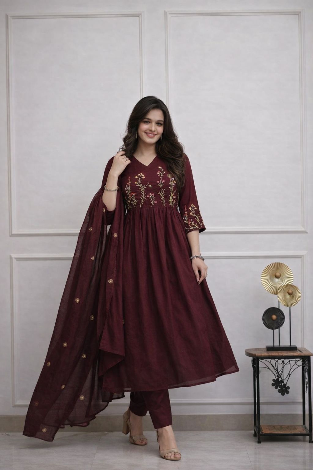 New Launch – Stylish Natra Cut Anarkali Kurti Pant Set