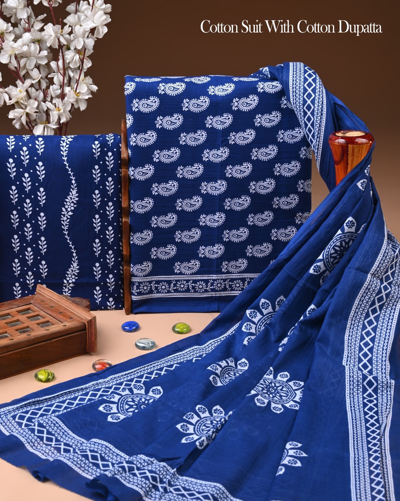Traditional Cotton Suit with Cotton Dupatta