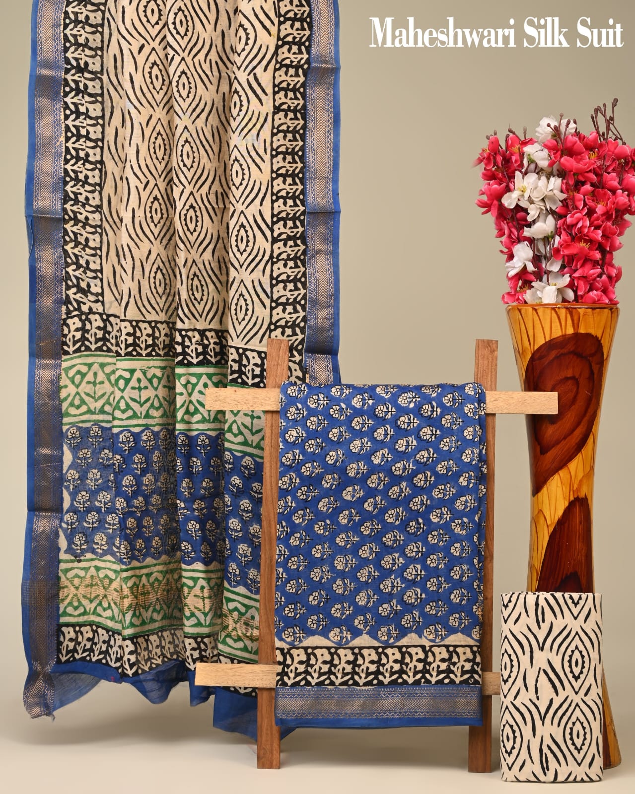 Premium Maheshwari Silk Dress Material - bagru saree suit