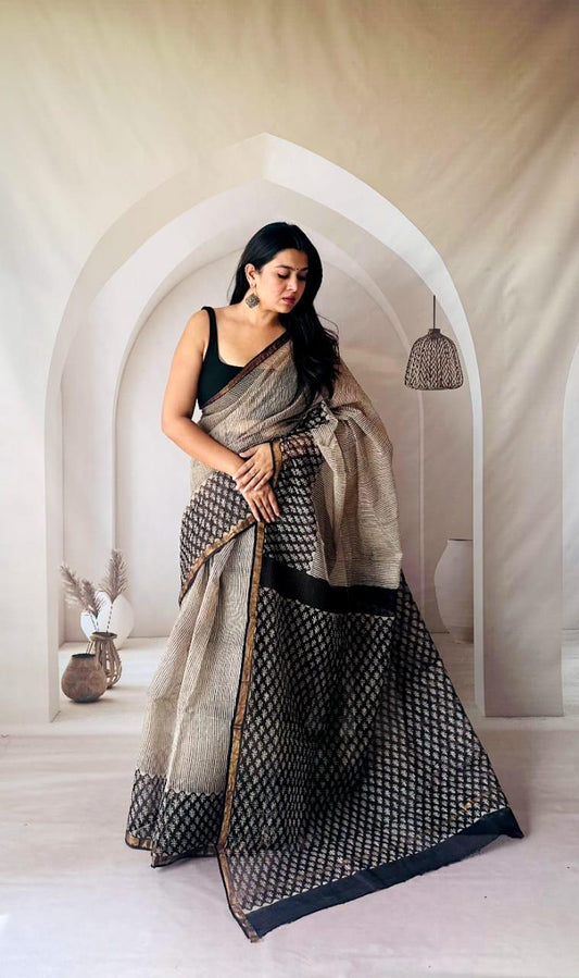 Handmade Kota Doria Saree with Soft Cotton Feel