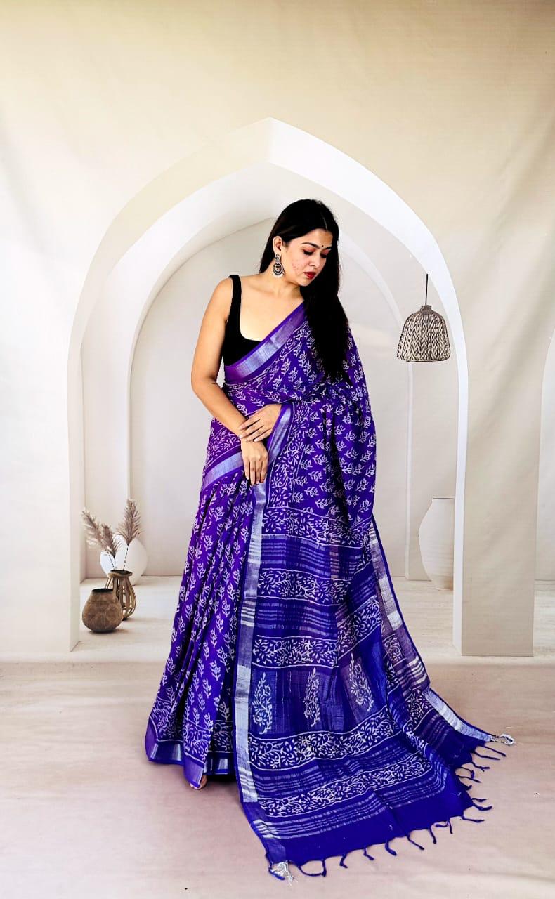 Authentic Natural Dye Linen Saree
