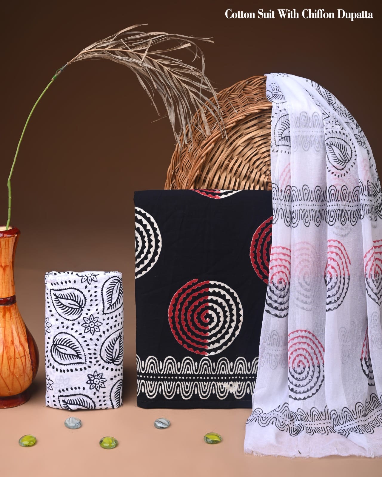 Comfortable Cotton Dress Material with Chiffon Dupatta