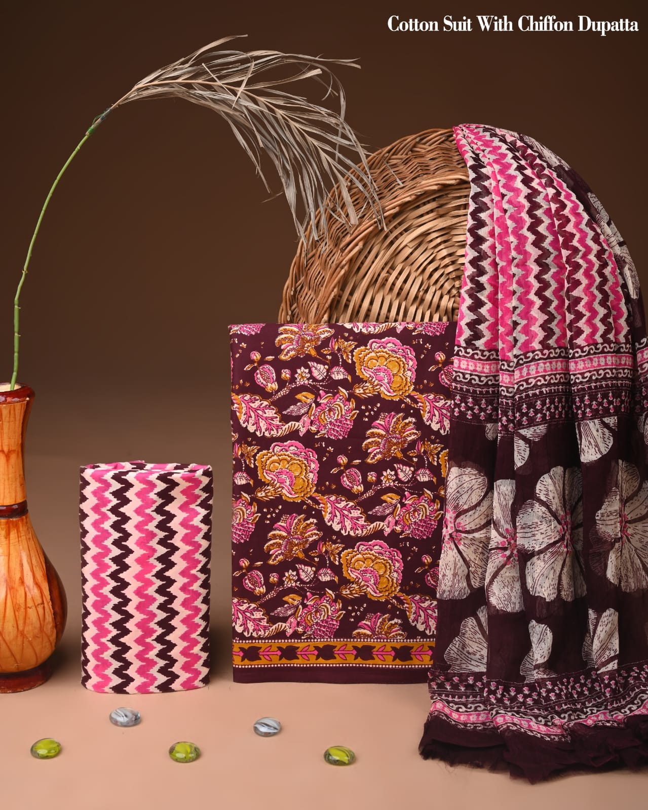 Stylish Hand Block Printed Cotton Suit Fabric