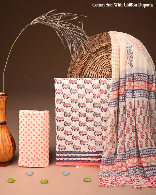Traditional Cotton Suit Material – Hand Block Print