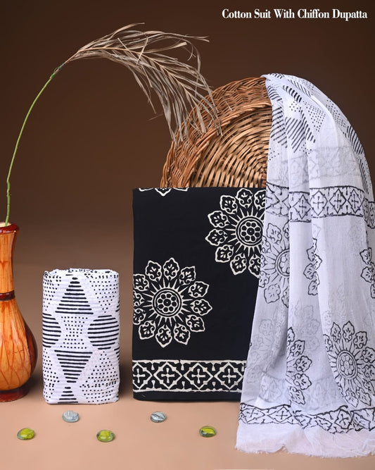 Soft Cotton Dress Material with Light Chiffon Dupatta