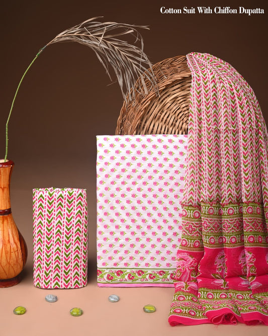 Pure Cotton Dress Material with Matching Dupatta