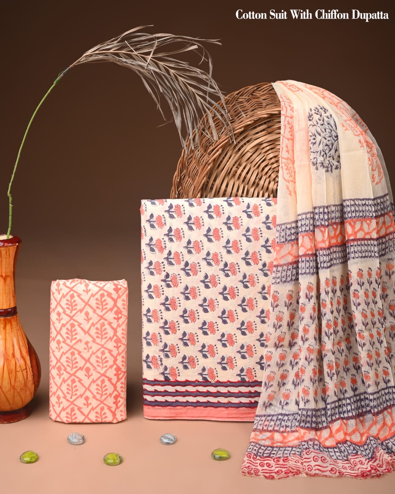 New Exclusive Cotton Dress Material with Chiffon Dupatta