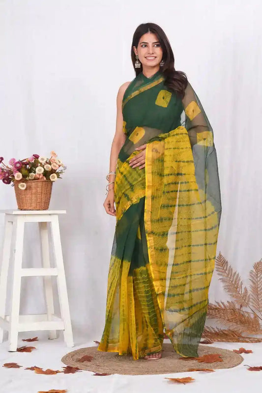 Pure Kota Doriya Saree with Bagru Hand Block Print