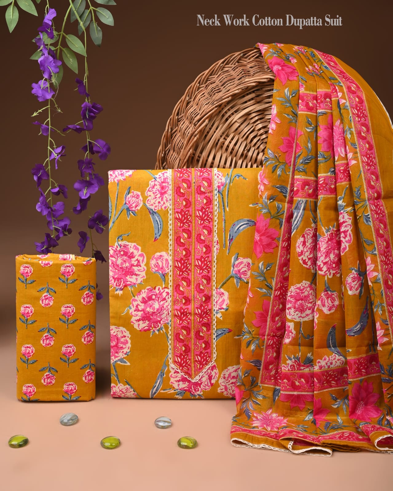 Exclusive Cotton Suit Set with Gota Patti Work