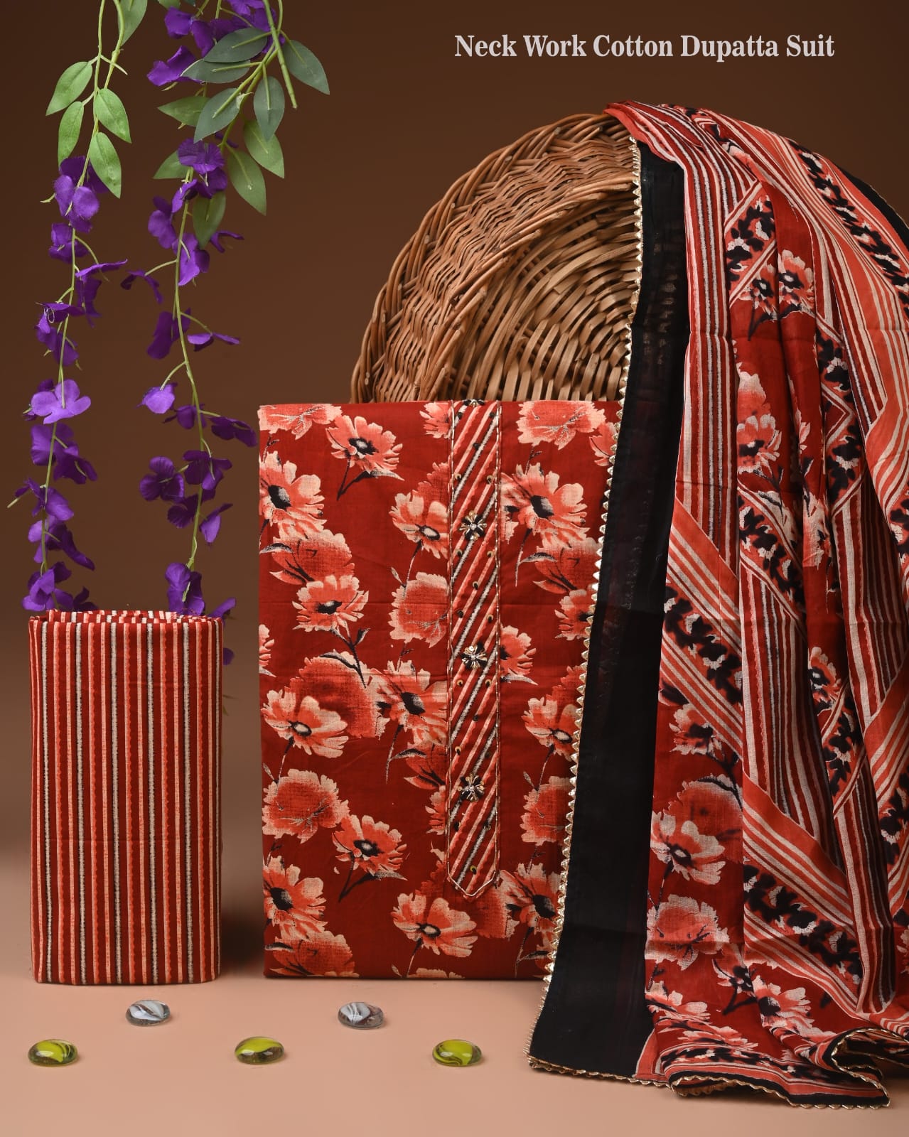 Festive Special Cotton Suit with Gota Detailing