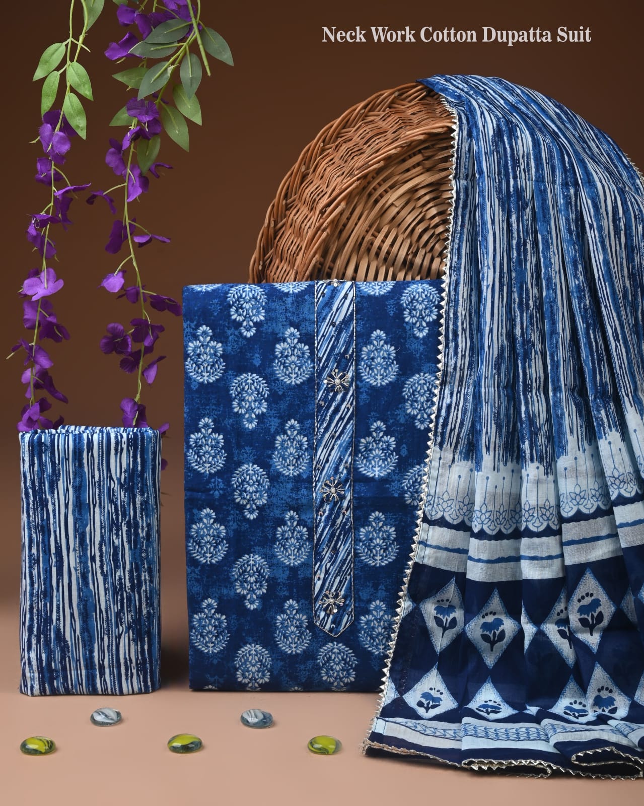 Premium Ethnic Cotton Suit with Zari Dupatta