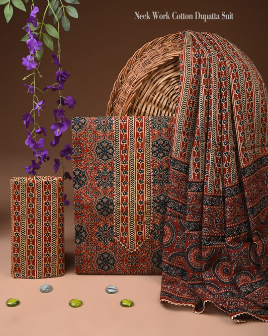 Elegant Unstitched Cotton Suit with Gota Border
