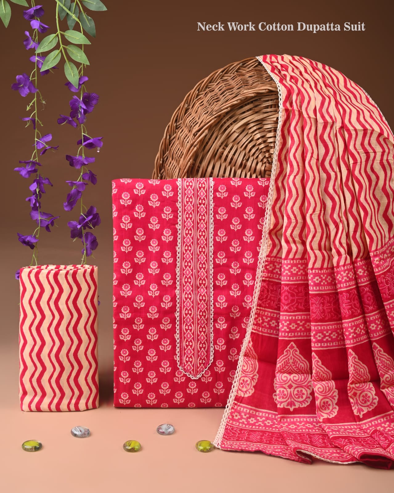 Festive Wear Cotton Suit with Gota Patti Charm