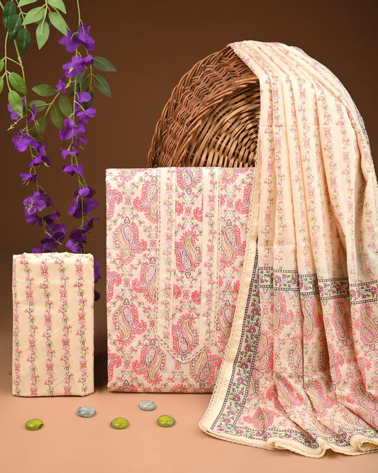 Designer Ethnic Cotton Suit with Tassel Dupatta