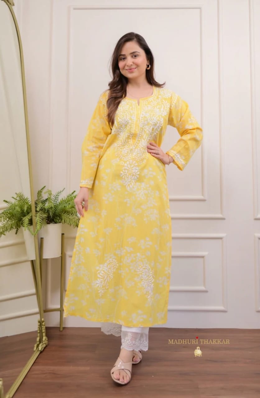 Elegant Chikankari Cotton Kurti Set
