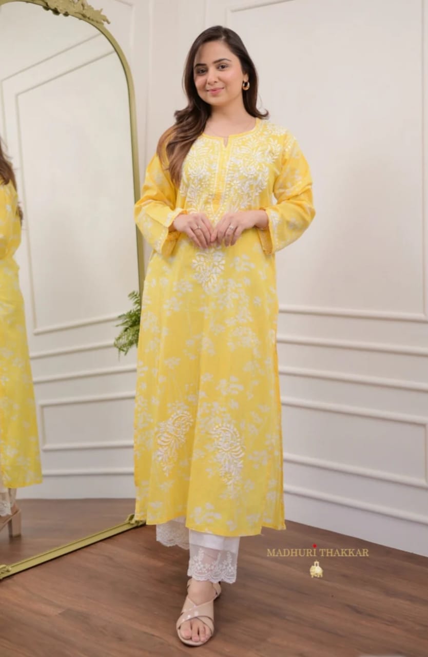 Elegant Chikankari Cotton Kurti Set