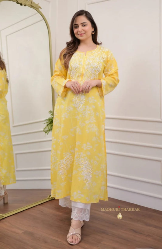 Elegant Chikankari Cotton Kurti Set