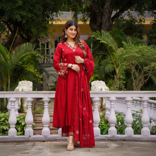 ANARKALI EMBROIDERY  KURTA PANT WITH DUPPATA SET