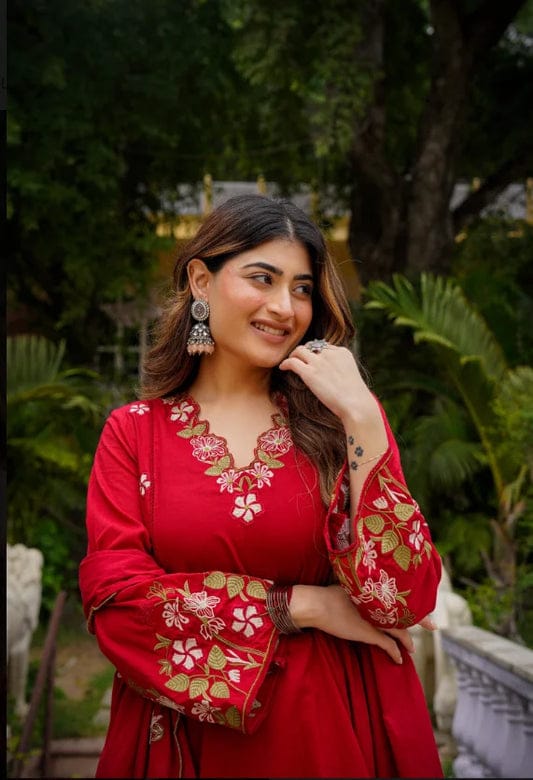 ANARKALI EMBROIDERY  KURTA PANT WITH DUPPATA SET