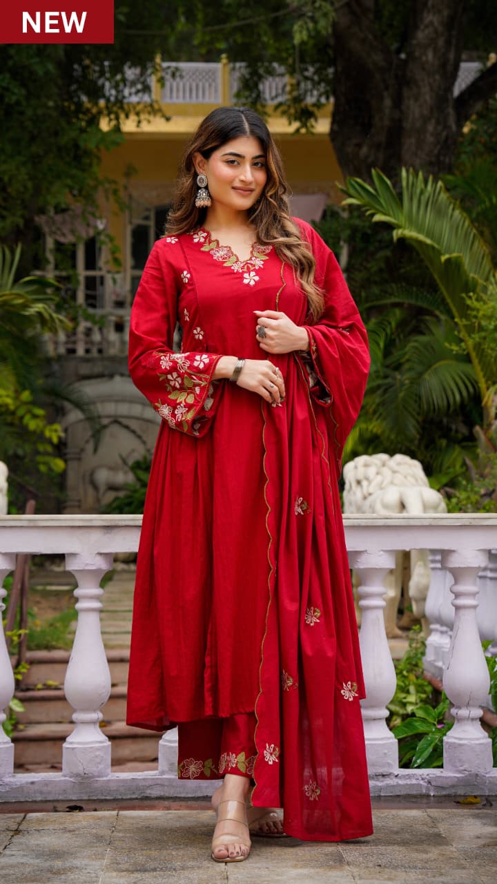 ANARKALI EMBROIDERY  KURTA PANT WITH DUPPATA SET