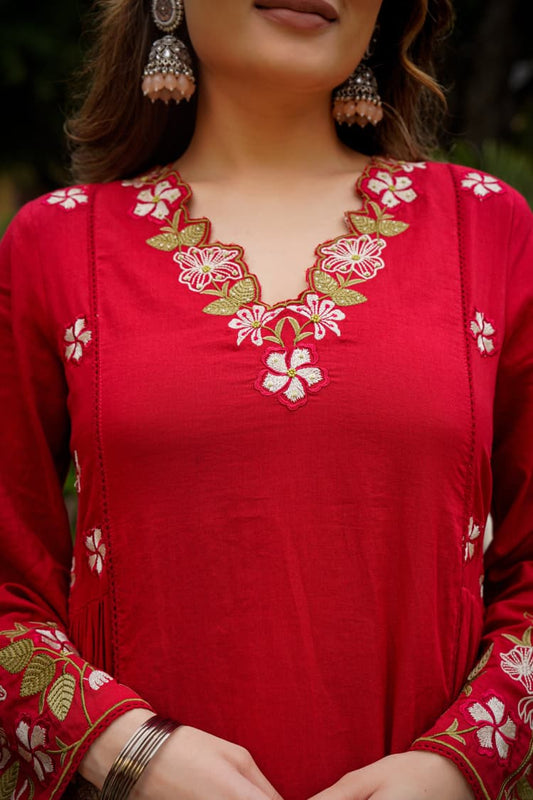 ANARKALI EMBROIDERY  KURTA PANT WITH DUPPATA SET