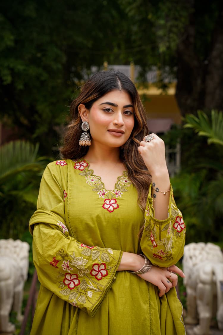 ANARKALI EMBROIDERY  KURTA PANT WITH DUPPATA