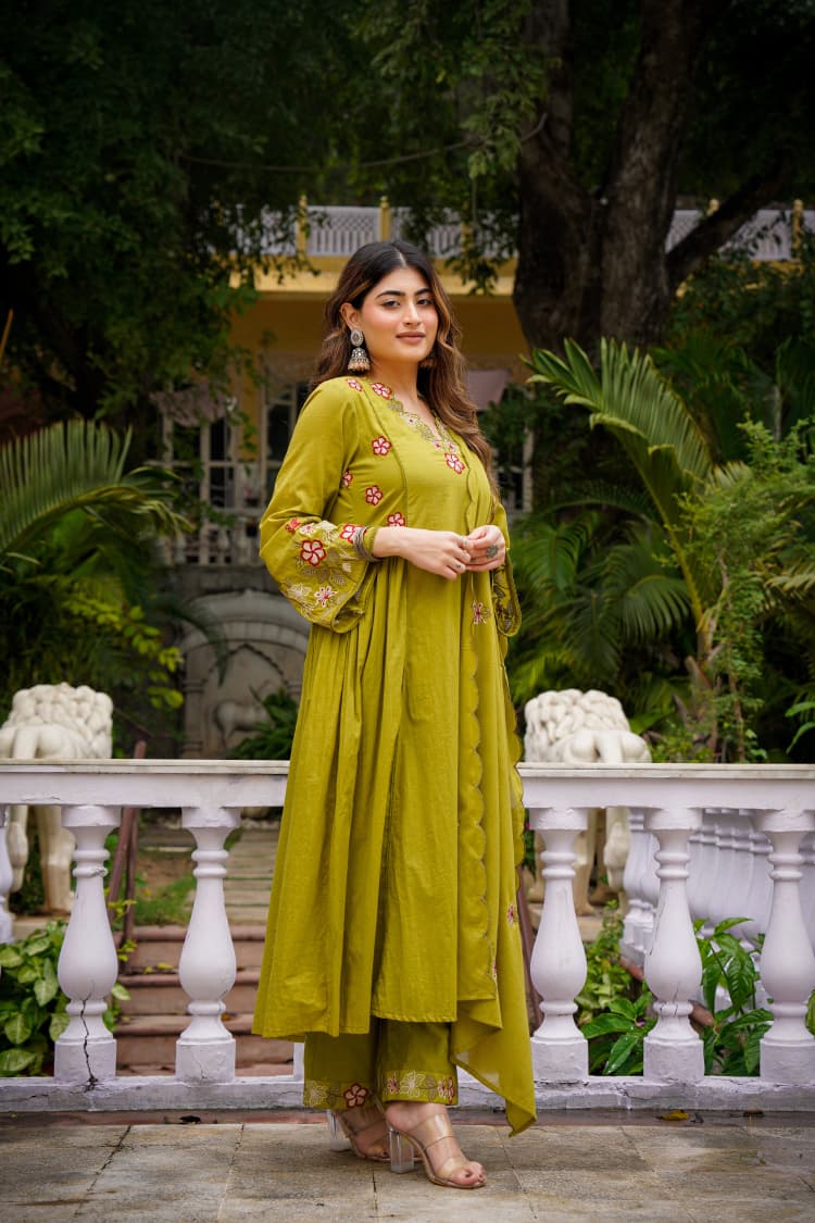 ANARKALI EMBROIDERY  KURTA PANT WITH DUPPATA