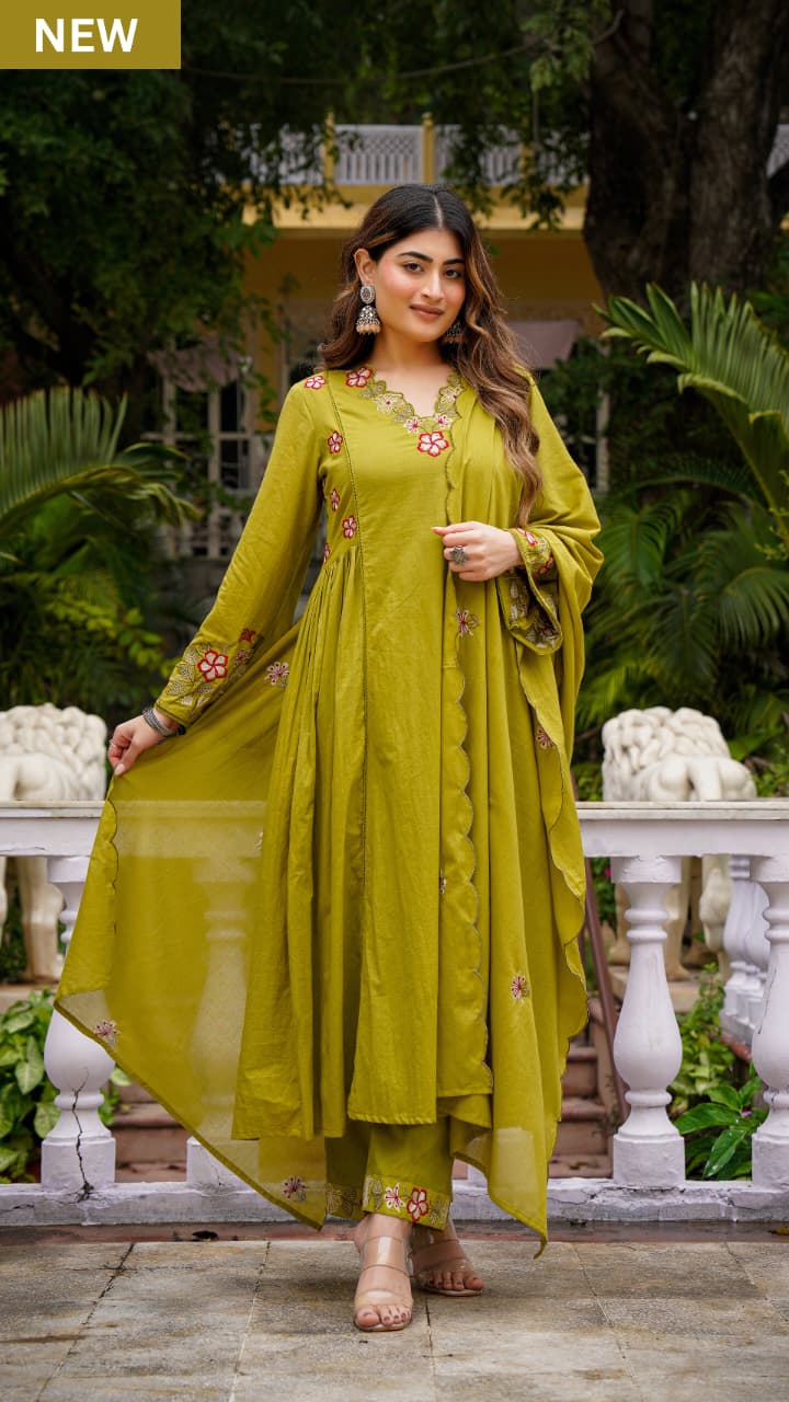 ANARKALI EMBROIDERY  KURTA PANT WITH DUPPATA