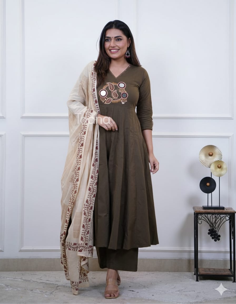 ANARKALI KURTA PENT WITH DUPATTA SUIT SET
