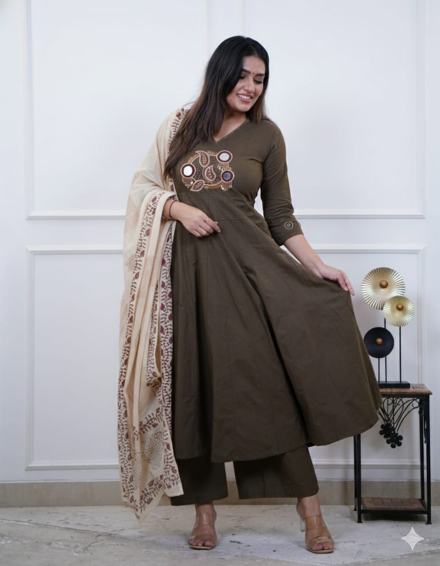 ANARKALI KURTA PENT WITH DUPATTA SUIT SET