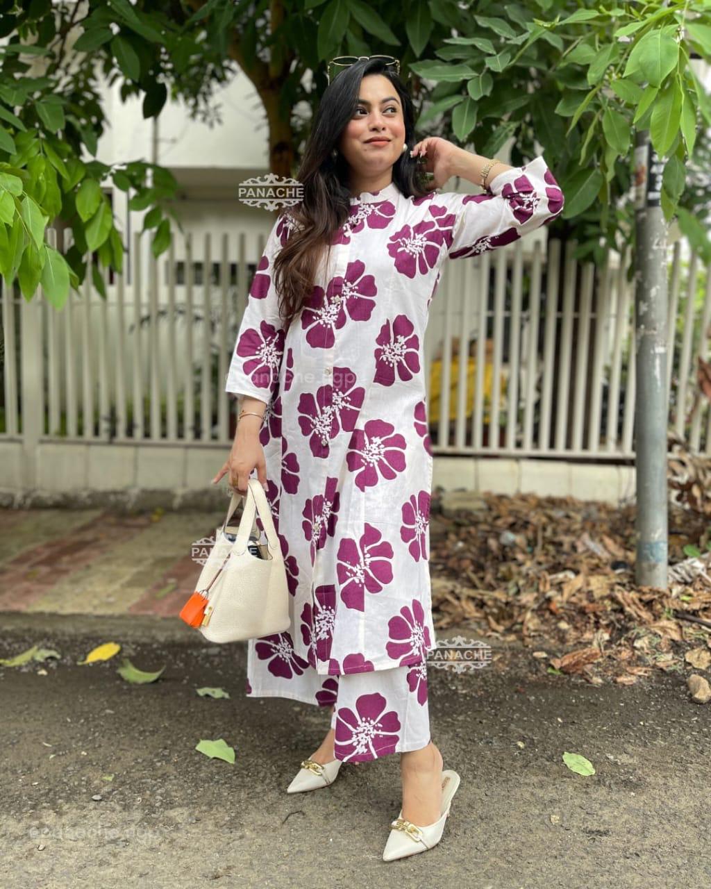 Pure fine cotton fabric printed Kurti with Pant