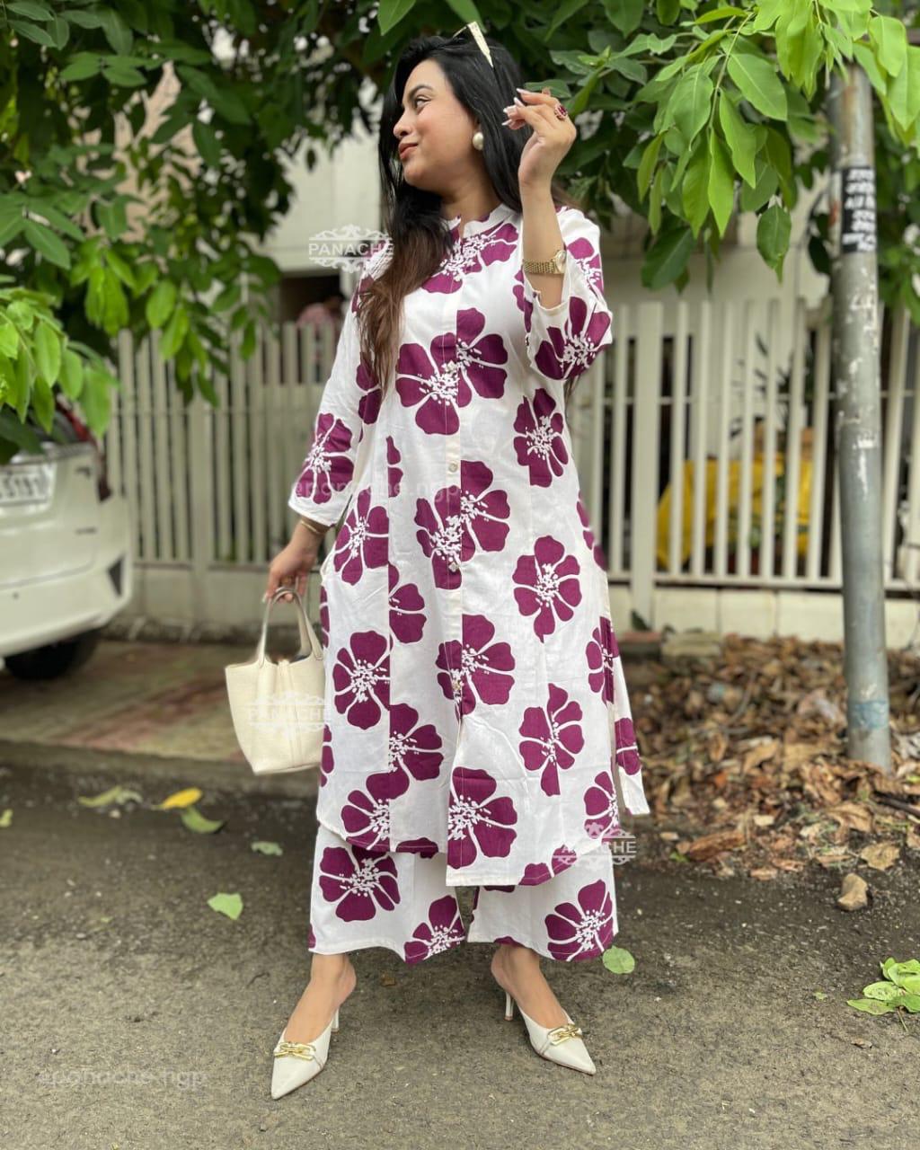 Pure fine cotton fabric printed Kurti with Pant