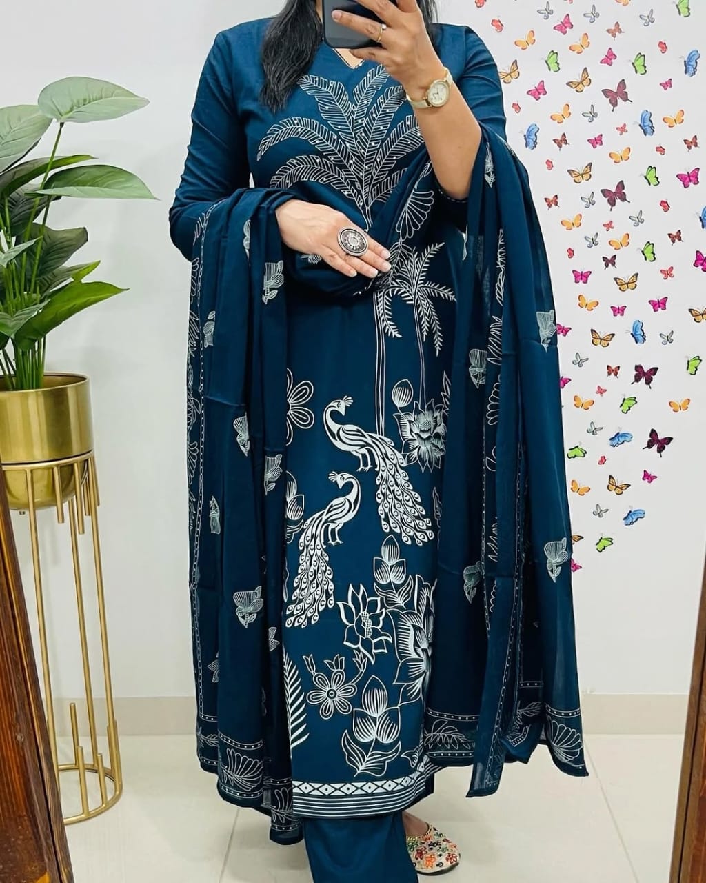 Hand Work Jaipur Print Cotton Suit Set for Women