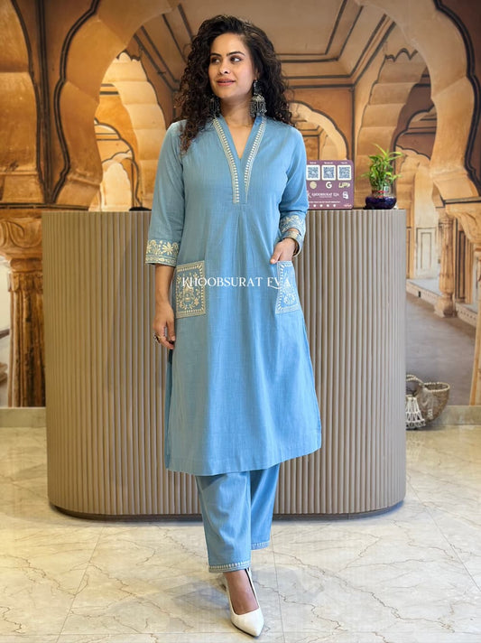 Gorgeous Girls Embroidered Kurti Pant Set – Stylish Daily Wear