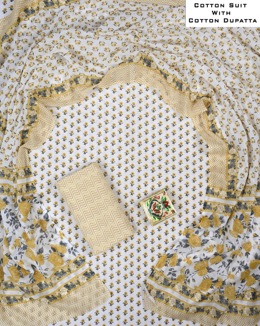 Traditional Cotton Suit with Cotton Dupatta