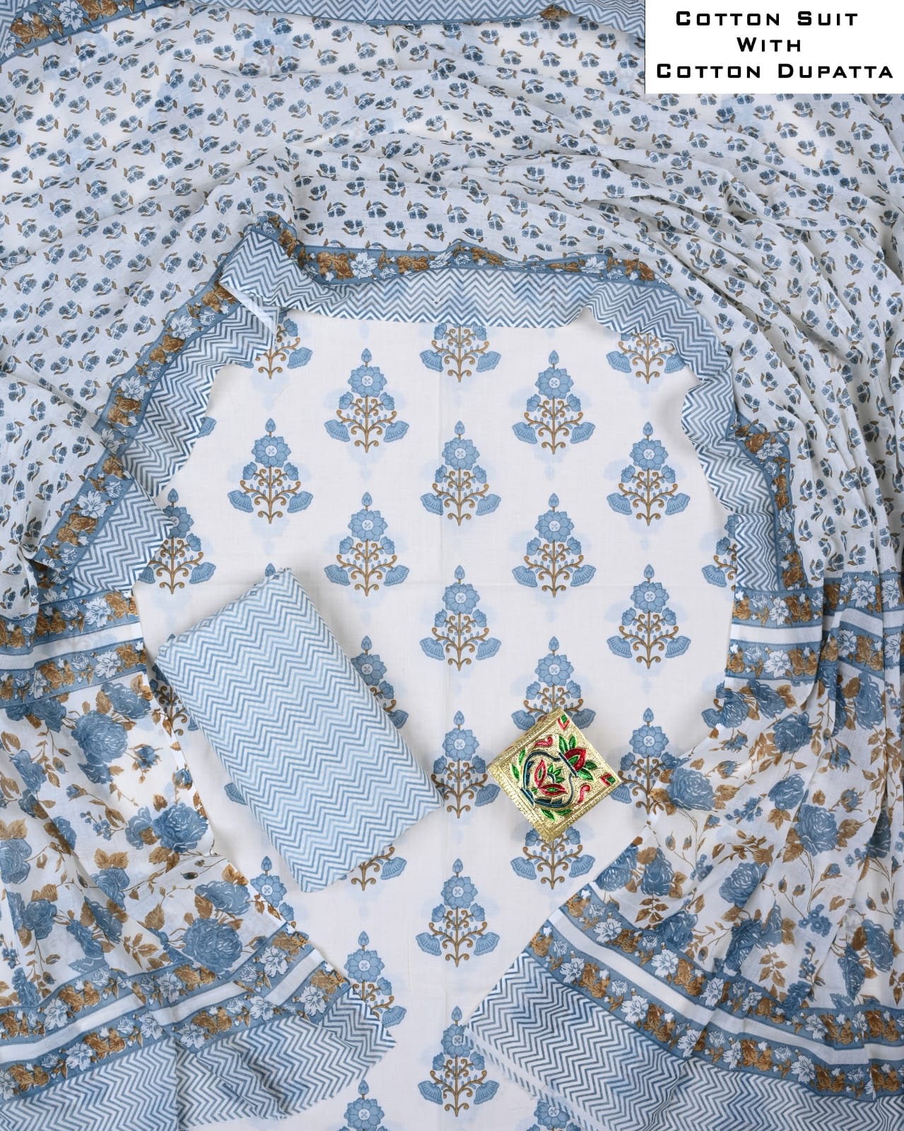 White Flower Cotton Suit Collection