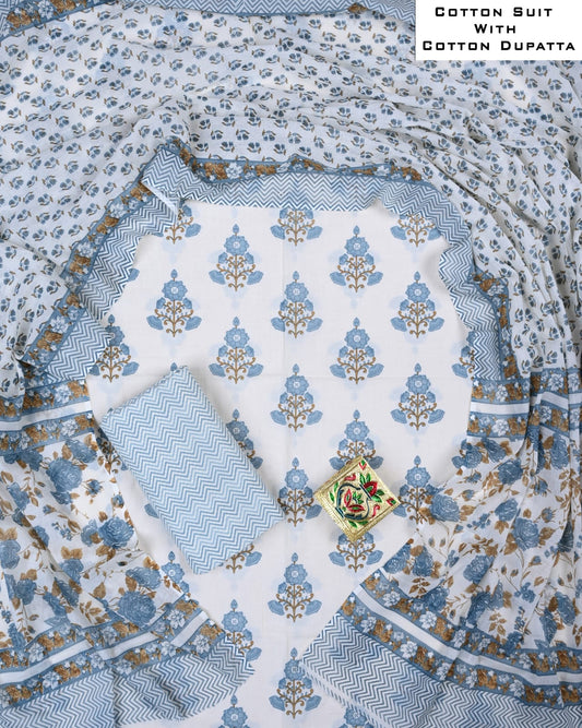 White Flower Cotton Suit Collection