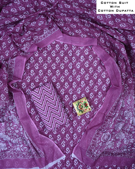 Printed Cotton Suit with Cotton Dupatta