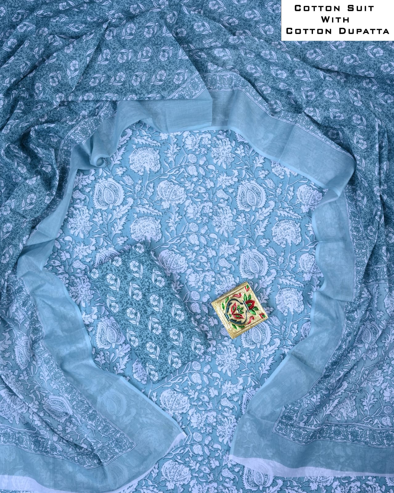 Handloom Cotton Suit with Cotton Dupatta