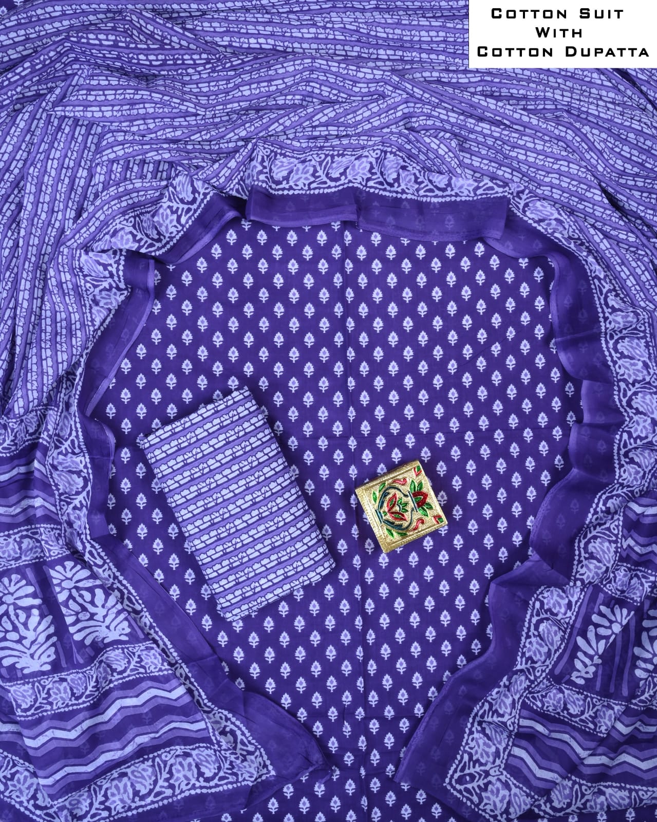 Floral Cotton Suit with Cotton Dupatta