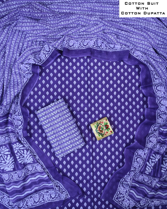 Floral Cotton Suit with Cotton Dupatta